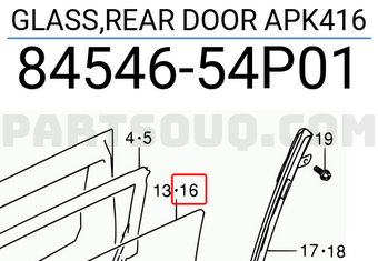 Suzuki 8454654P01 GLASS,REAR DOOR APK416