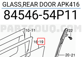 Suzuki 8454654P11 GLASS,REAR DOOR APK416