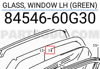 Suzuki 8454660G30 GLASS, WINDOW LH (GREEN)