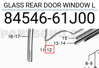 Suzuki 8454661J00 GLASS REAR DOOR WINDOW L