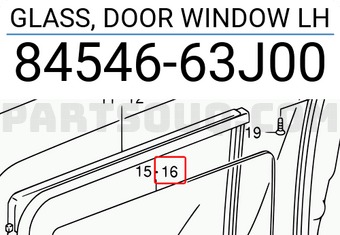 Suzuki 8454663J00 GLASS, DOOR WINDOW LH