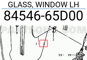 Suzuki 8454665D00 GLASS, WINDOW LH