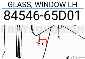 Suzuki 8454665D01 GLASS, WINDOW LH