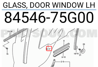 Suzuki 8454675G00 GLASS, DOOR WINDOW LH