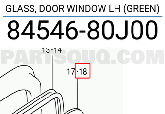 Suzuki 8454680J00 GLASS, DOOR WINDOW LH (GREEN)