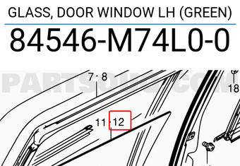 Suzuki 84546M74L00 GLASS, DOOR WINDOW LH (GREEN)
