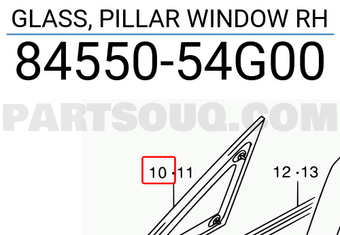 Suzuki 8455054G00 GLASS, PILLAR WINDOW RH