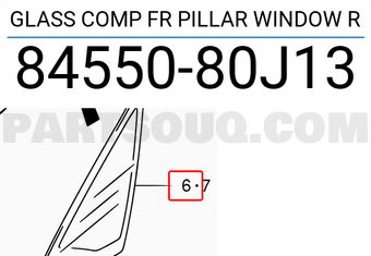 Suzuki 8455080J13 GLASS COMP FR PILLAR WINDOW R