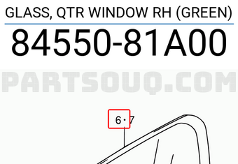 Suzuki 8455081A00 GLASS, QTR WINDOW RH (GREEN)