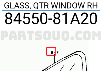 Suzuki 8455081A20 GLASS, QTR WINDOW RH