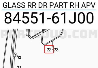 Suzuki 8455161J00 GLASS RR DR PART RH APV