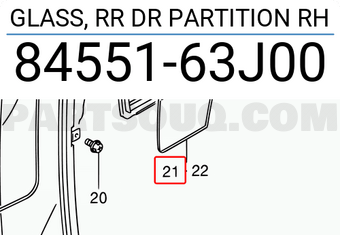 Suzuki 8455163J00 GLASS, RR DR PARTITION RH