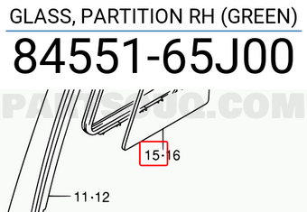 Suzuki 8455165J00 GLASS, PARTITION RH (GREEN)