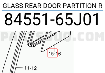 Suzuki 8455165J01 GLASS REAR DOOR PARTITION R