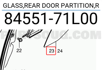 Suzuki 8455171L00 GLASS,REAR DOOR PARTITION,R