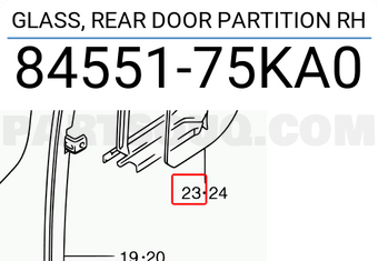 Suzuki 8455175KA0 GLASS, REAR DOOR PARTITION RH