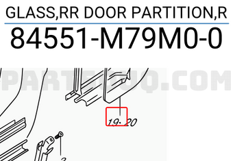 Suzuki 84551M79M00 GLASS,RR DOOR PARTITION,R