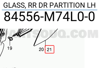 Suzuki 84556M74L00 GLASS, RR DR PARTITION LH