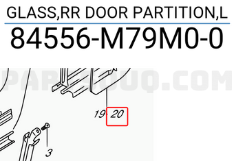 Suzuki 84556M79M00 GLASS,RR DOOR PARTITION,L