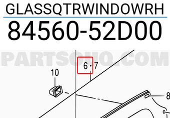 Suzuki 8456052D00 GLASSQTRWINDOWRH