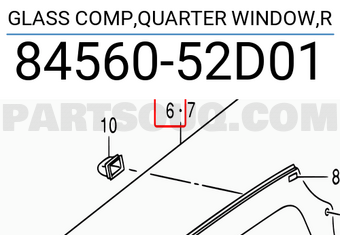 Suzuki 8456052D01 GLASS COMP,QUARTER WINDOW,R