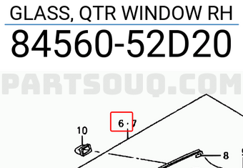 Suzuki 8456052D20 GLASS, QTR WINDOW RH