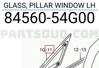 Suzuki 8456054G00 GLASS, PILLAR WINDOW LH