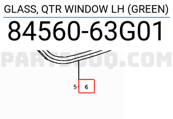 Suzuki 8456063G01 GLASS, QTR WINDOW LH (GREEN)