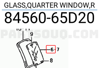 Suzuki 8456065D20 GLASS,QUARTER WINDOW,R
