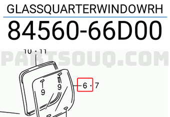 Suzuki 8456066D00 GLASSQUARTERWINDOWRH