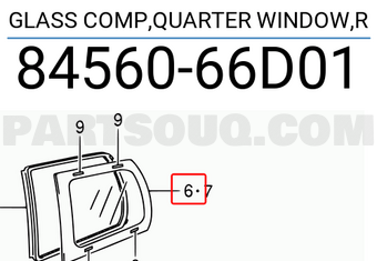 Suzuki 8456066D01 GLASS COMP,QUARTER WINDOW,R