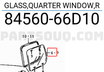 Suzuki 8456066D10 GLASS,QUARTER WINDOW,R