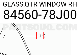 Suzuki 8456078J00 GLASS,QTR WINDOW RH