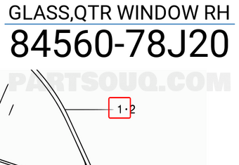 Suzuki 8456078J20 GLASS,QTR WINDOW RH