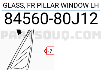 Suzuki 8456080J12 GLASS, FR PILLAR WINDOW LH