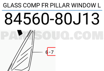 Suzuki 8456080J13 GLASS COMP FR PILLAR WINDOW L