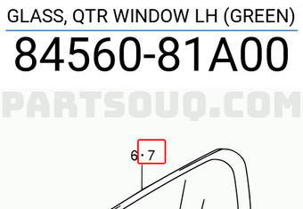 Suzuki 8456081A00 GLASS, QTR WINDOW LH (GREEN)