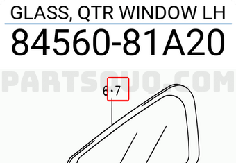 Suzuki 8456081A20 GLASS, QTR WINDOW LH