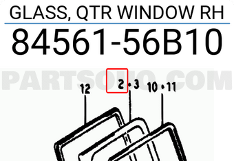 Suzuki 8456156B10 GLASS, QTR WINDOW RH