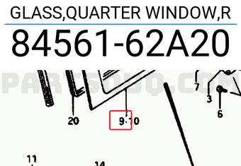 Suzuki 8456162A20 GLASS,QUARTER WINDOW,R