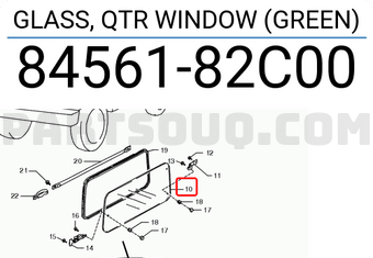 Suzuki 8456182C00 GLASS, QTR WINDOW (GREEN)