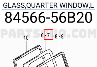 Suzuki 8456656B20 GLASS,QUARTER WINDOW,L