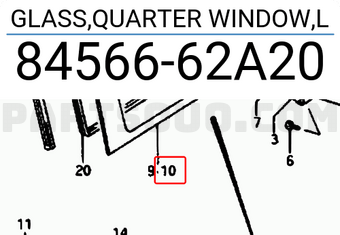 Suzuki 8456662A20 GLASS,QUARTER WINDOW,L