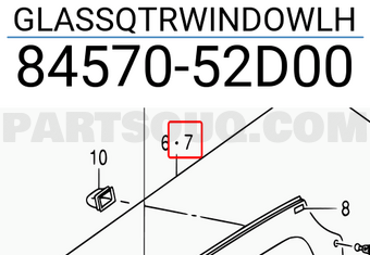 Suzuki 8457052D00 GLASSQTRWINDOWLH