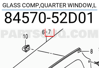 Suzuki 8457052D01 GLASS COMP,QUARTER WINDOW,L