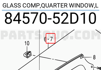 Suzuki 8457052D10 GLASS COMP,QUARTER WINDOW,L