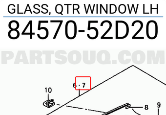 Suzuki 8457052D20 GLASS, QTR WINDOW LH