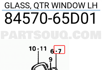 Suzuki 8457065D01 GLASS, QTR WINDOW LH