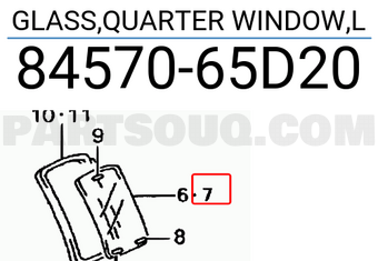 Suzuki 8457065D20 GLASS,QUARTER WINDOW,L