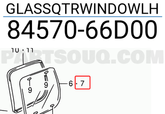 Suzuki 8457066D00 GLASSQTRWINDOWLH